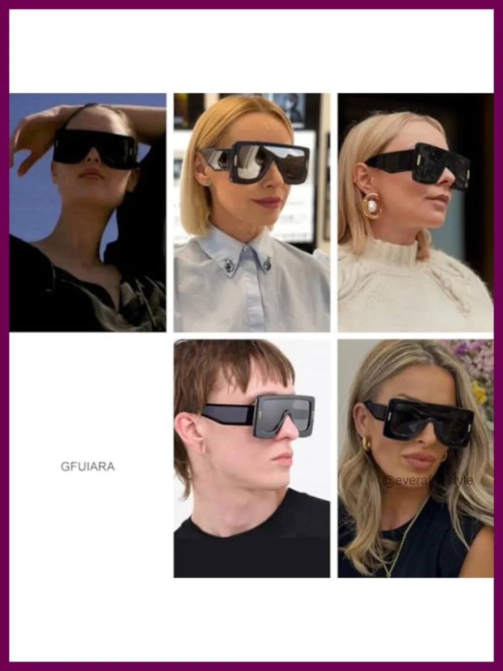 Oversized Flat Top Shield Sunglasses UV Protection Unisex Fashion